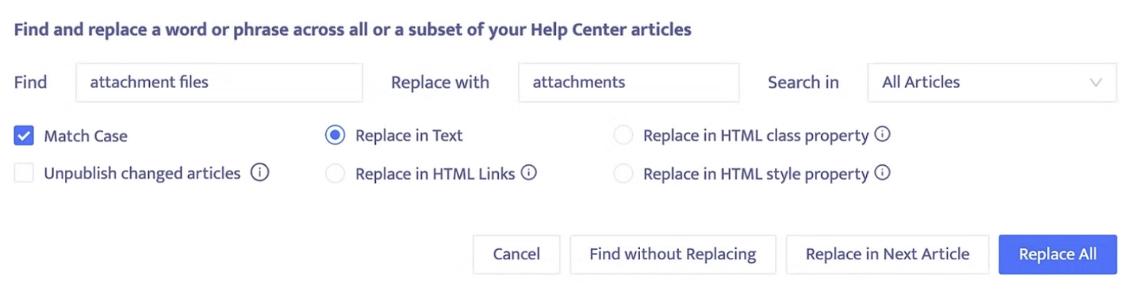 Screenshot of Help Center Manager