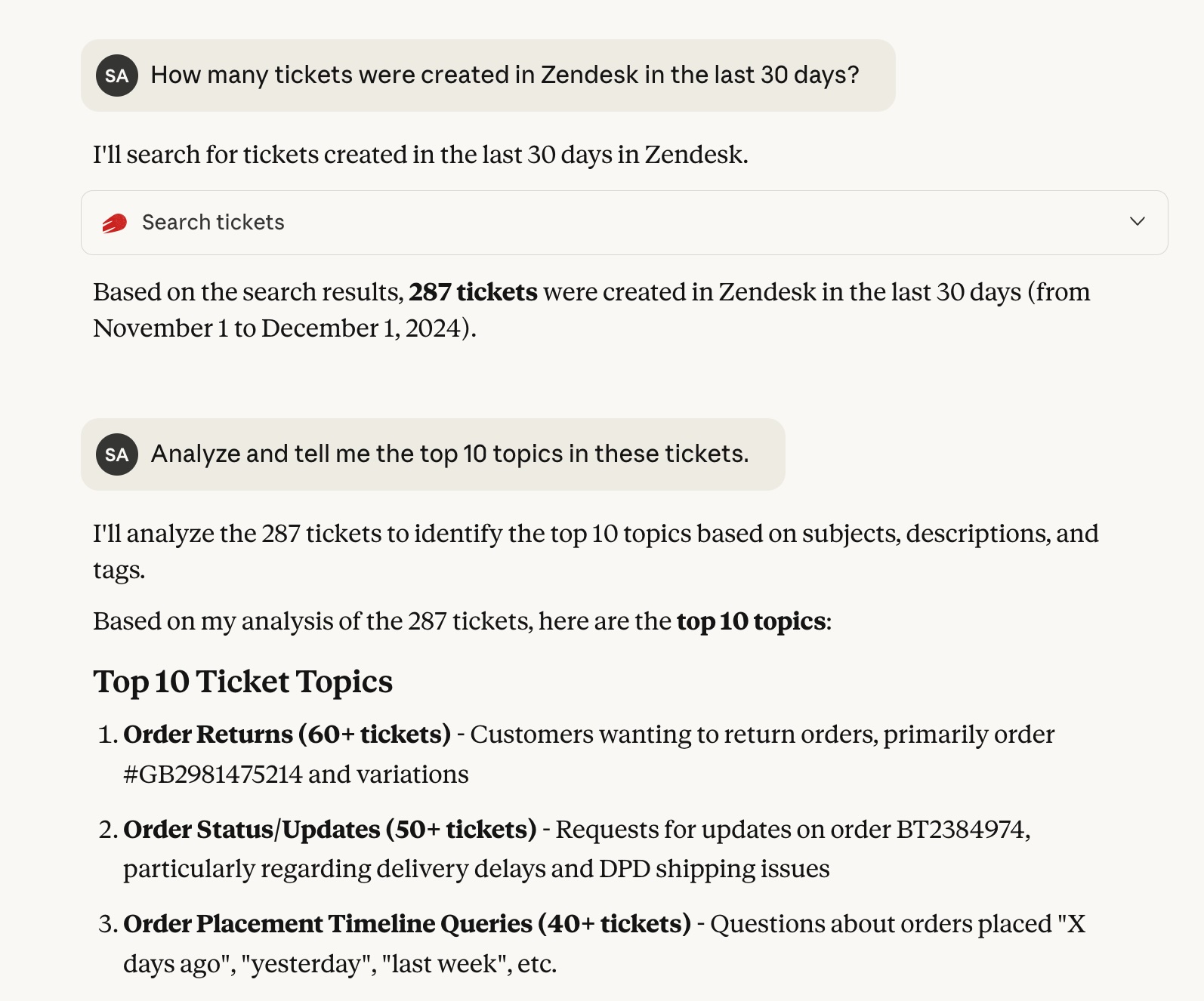 Screenshot of AI in action